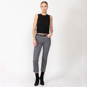 Frame | Le High‎ Straight Jean In Noir Multi Plaid Size 25